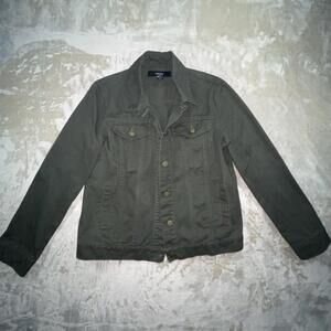 Forever 21 Jean Like Jacket Womans Military Green Size Small